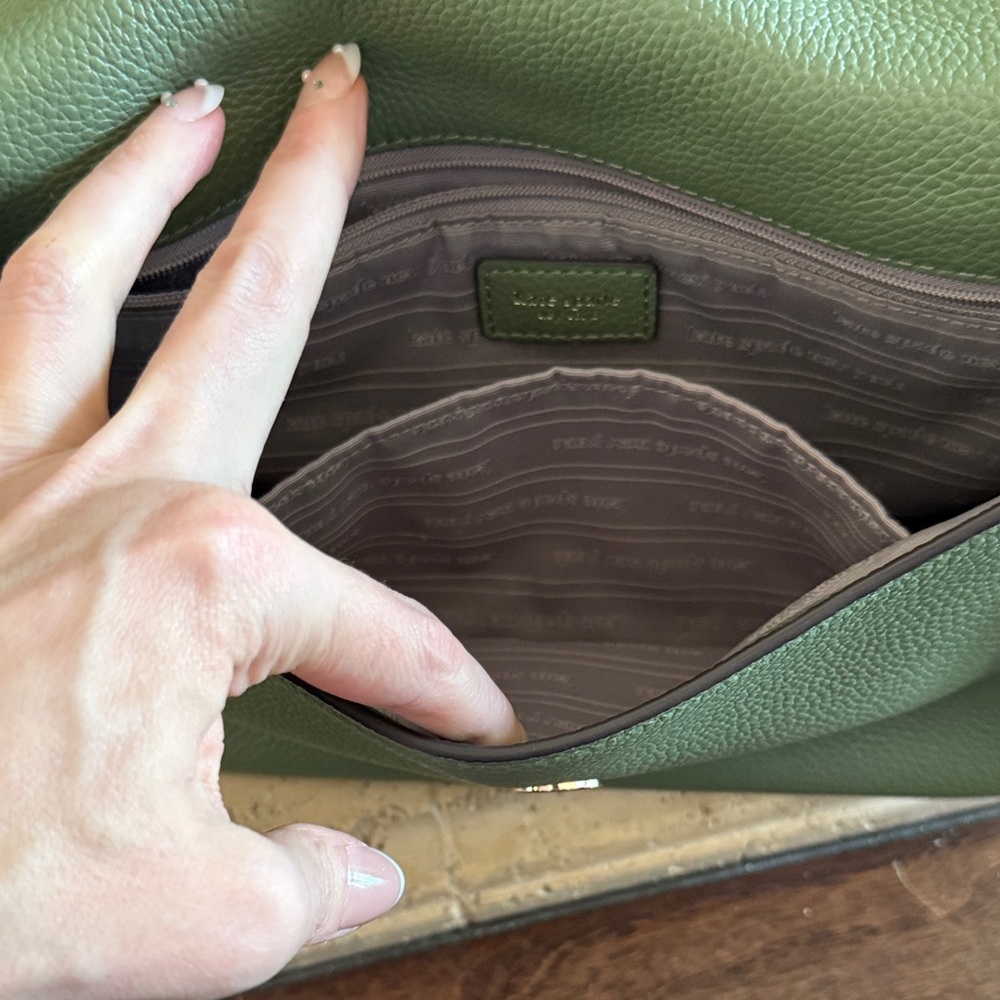 Kate Spade Sage Green Leather Baguette Shoulder Bag - Picture 7 of 11